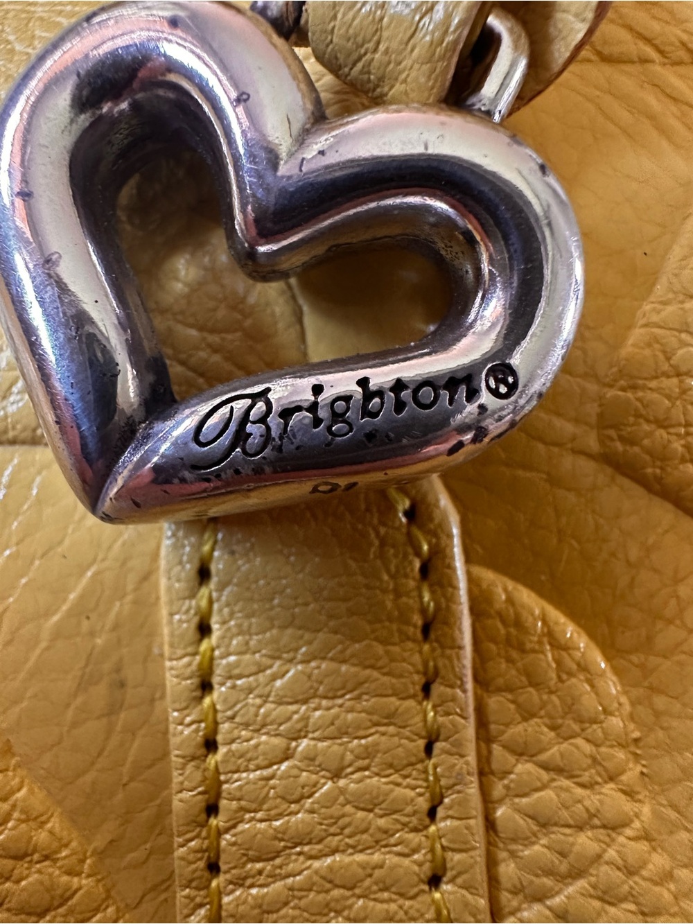 Brighton Yellow Floral Embossed Tote with Brown Braided Handles - Picture 2 of 4